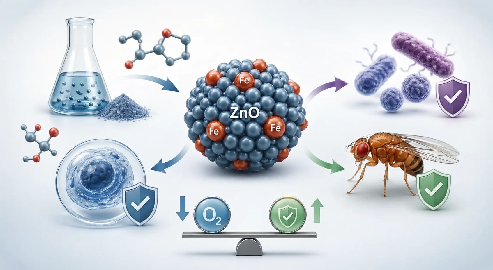 Nanotecnologia mais segura: como o ferro pode transformar o ZnO em um material mais biocompatível e eficaz